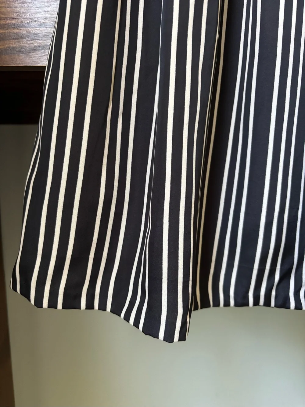 J. Crew Deep Navy and Cream Vertical Stripe Midi Skirt